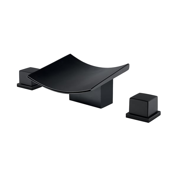 Grop Matte Black Waterfall Widespread Bathroom Sink Faucet Double Knobs ...