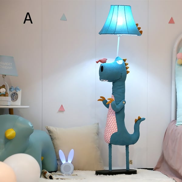 Unique Kids Pink LED Nursery Floor Lamp Bedroom Fabric Dinosaur/Giraffe ...