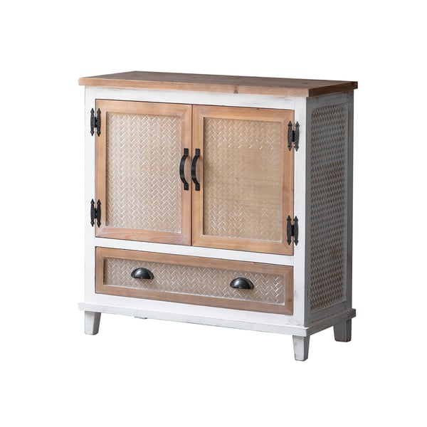 31" Rustic Distressed White Entryway with 2 Doors 1 Drawer in