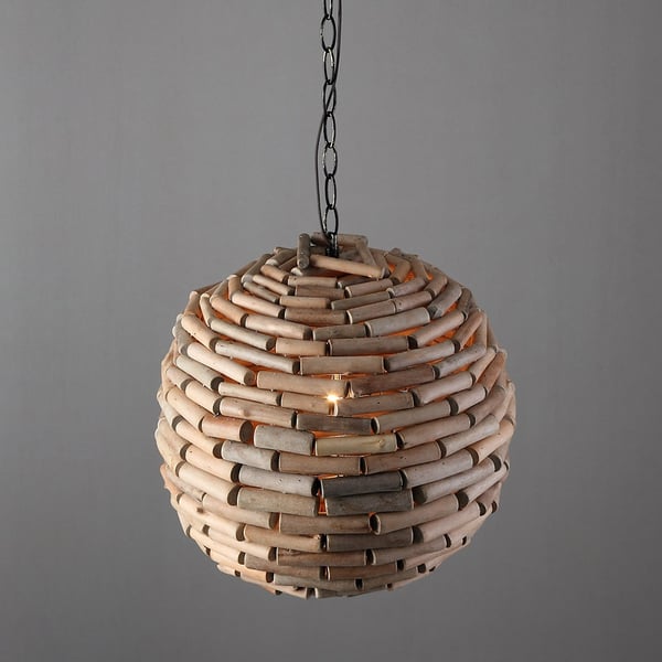 Rustic Reclaimed Wood Driftwood Pendant Light Natural Globe Pendant