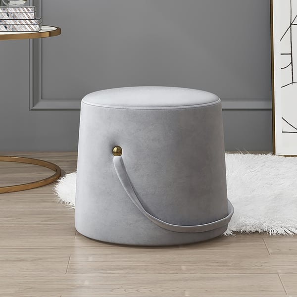 Grey Pouf Ottoman Upholstered Velvet Ottoman FootrestHomary