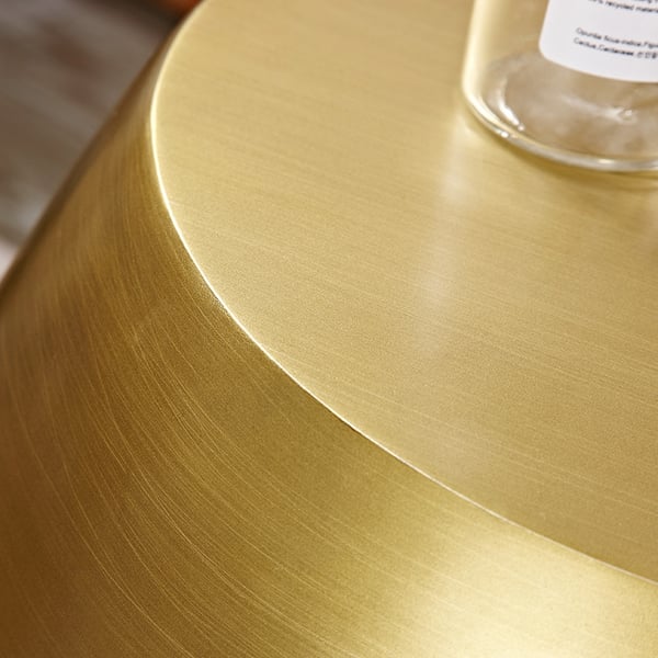 Modern Stylish DrumShaped End Table Round End Table Metallic Gold