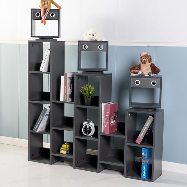 1500mm Robot Kids Bookshelf Toy Storage Shelving in Grey Homary UK