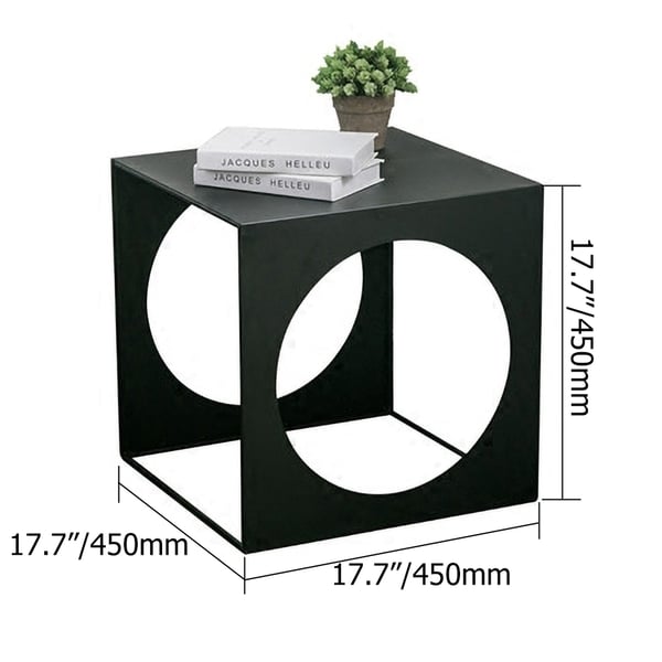 Modern Black Cube Small End Table Metal Side Table Homary
