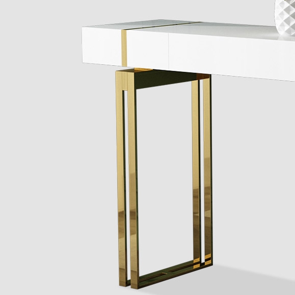 Modern Luxury White Console Table with Drawer Storage Rectangular