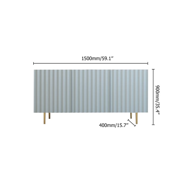 Gray Sideboard Accent Storage Credenza with Doors Gold Legs in