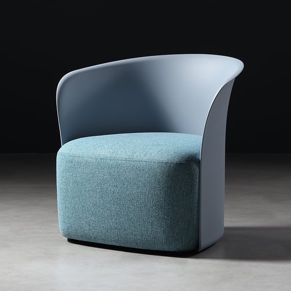 Modern Minimalist Blue Linen Upholstered Barrel Chair Cuddle Chair Full