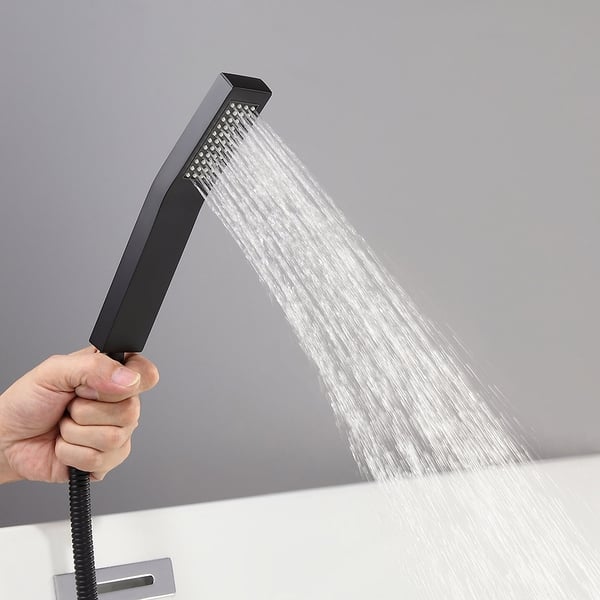 Ridge Ridge Wall Mount Waterfall Bathtub Faucet Matte Black with Hand