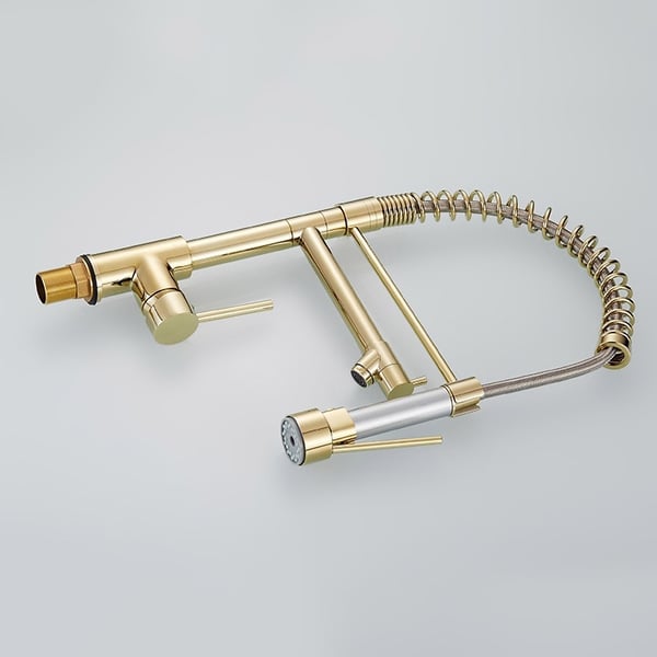 Brewst Luxury Pull Out Sprayer Double Spout Kitchen Mixer Tap Monobloc Solid Brass