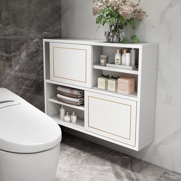 White Wall Mounted Bathroom Storage Over Toilet Homary