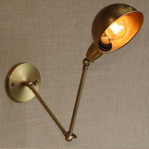 Industrial Retro Brass 1Light Indoor Wall Sconce with Extendable Swing