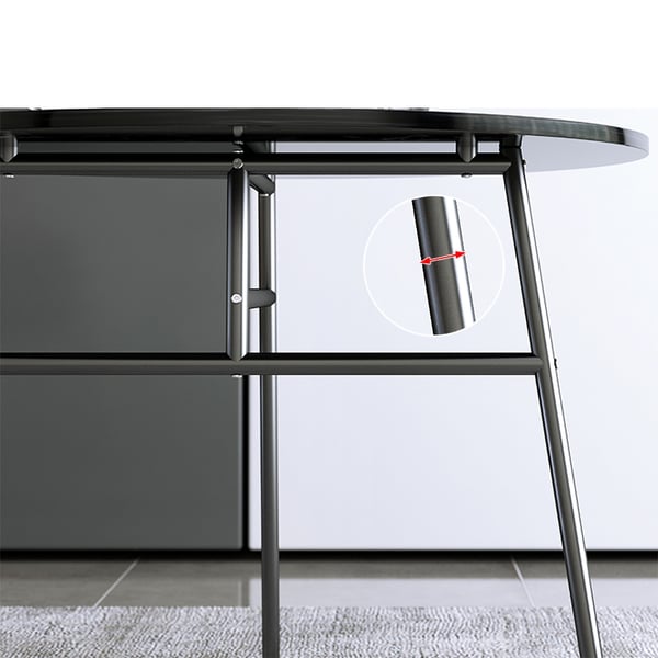 Modern Round Bar Table with Metal Legs Pub Table in Black Homary