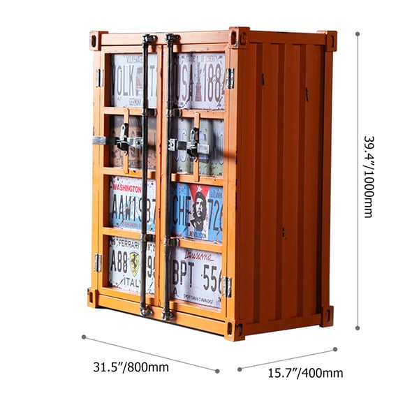 Industrieller Orange Schuhschrank 3-Regal Retro Container Schrank-Homary