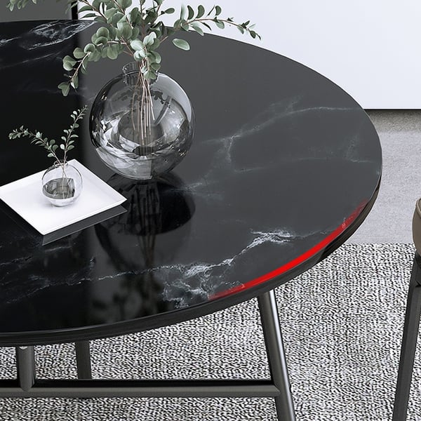 Modern Round Bar Table with Metal Legs Pub Table in Black Homary UK