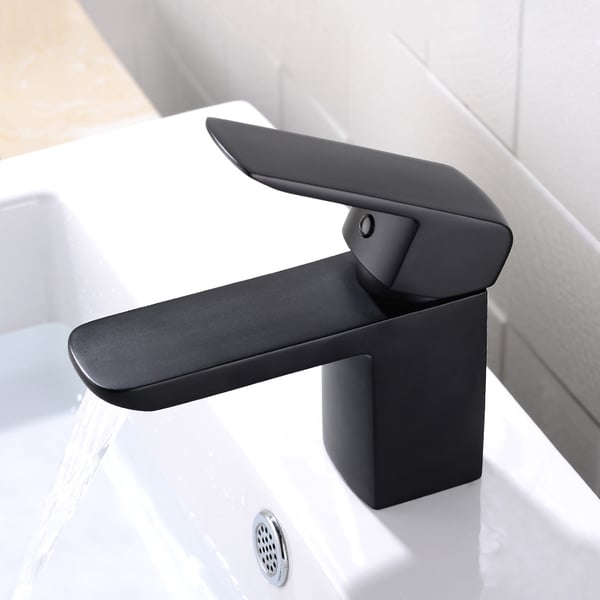 BESy Robinet De Salle De Bain Cascade Noir Mat, Robinet D'évier De