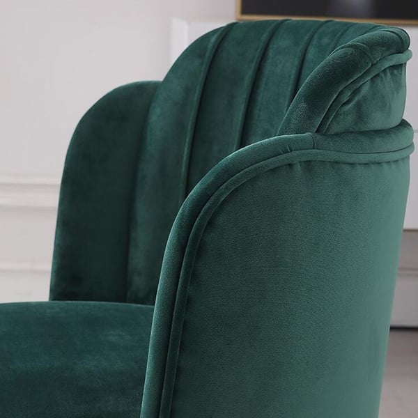 Upholstered Dining Chair Green Velvet Dining Chair with Arm Wood Dining