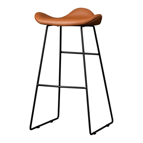 Industrial Brown Counter Height Bar Stool PU Leather Counter Stool with