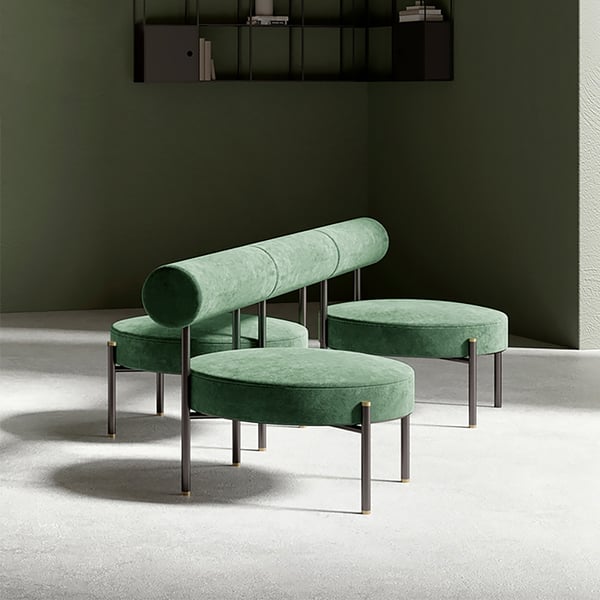 Round Green Accent Chair Velvet Upholstered Armless Accent Chair Homary UK