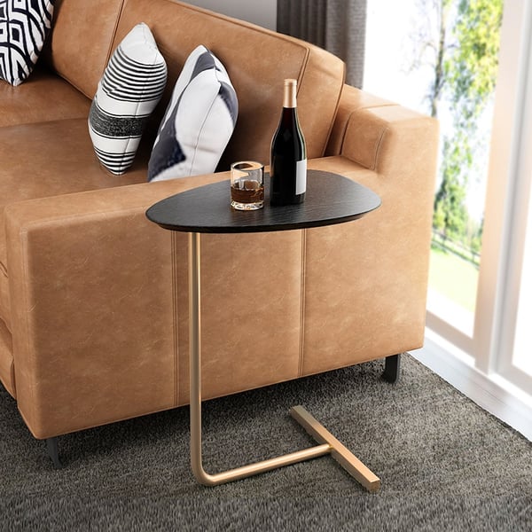 MidCentury Modern C Side Table Gold Metal C End Table with Wood Egg