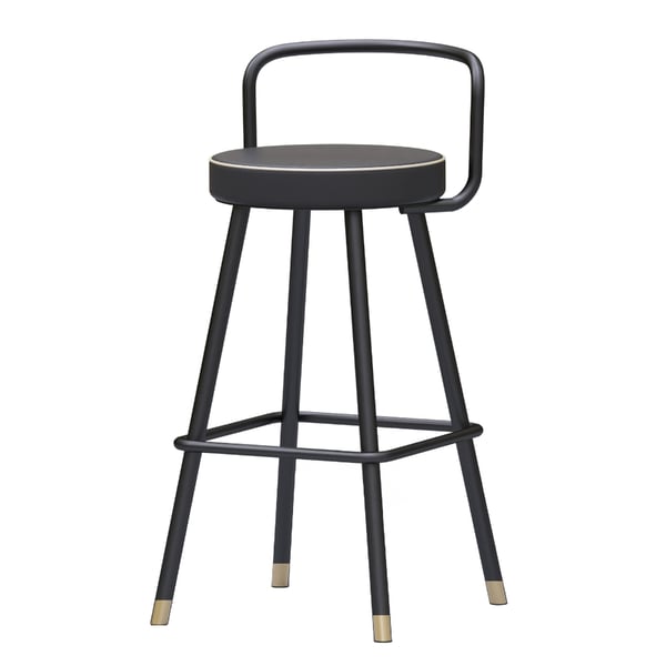 Modern Dark Gray Metal Bar Stool (Set of 2) with Backs & Footrest PU