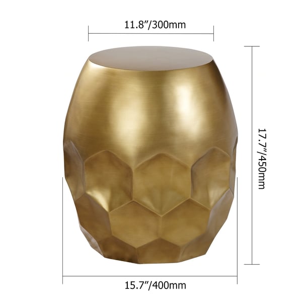 Modern Stylish DrumShaped End Table Round End Table Metallic Gold