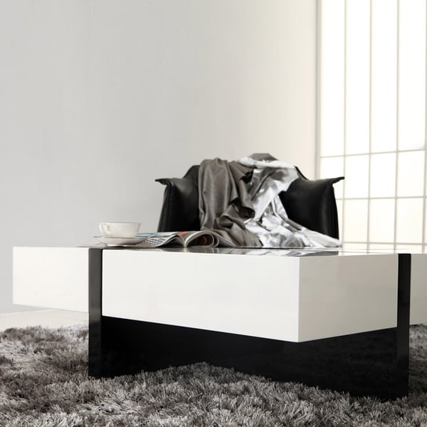 Modern Black And White Coffee Table with Storage Square Coffee Table ...