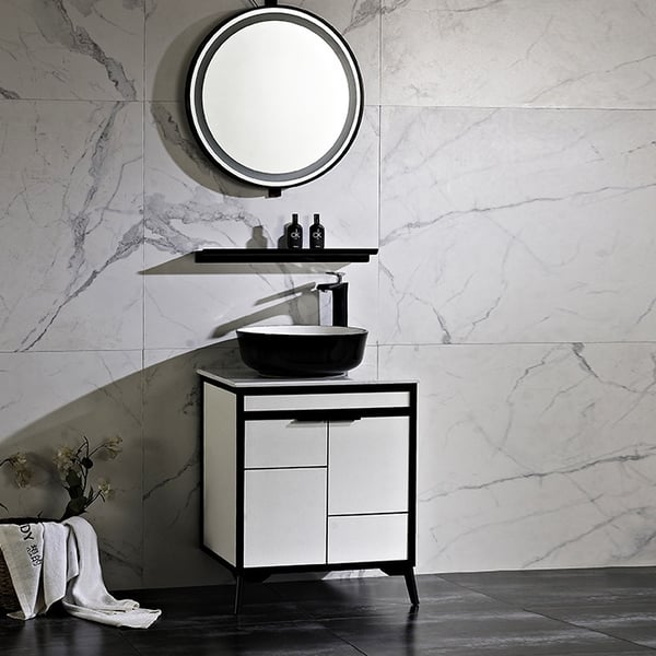 Modern Single Sink Vanity Black And White Bathroom Vanity with Sink