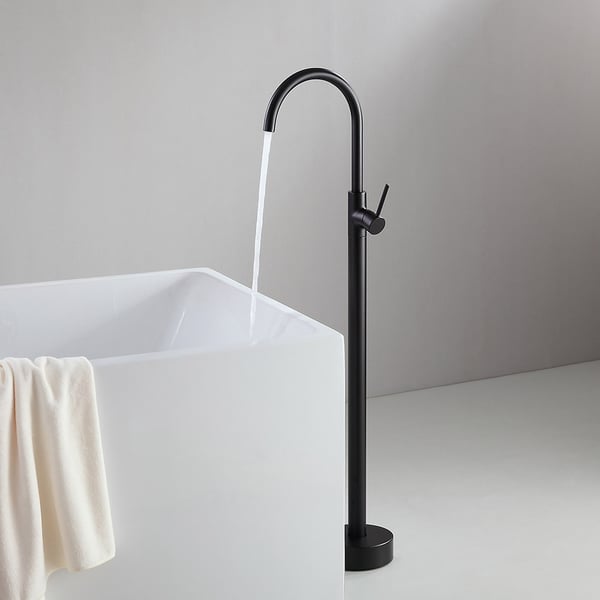 Brewst Modern Style Matte Black Lever Handle Freestanding Bath Filler Tap Solid Brass