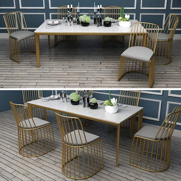 Modern Gold Dining Chair Gray Upholstered Dining Chair Velvet Dining Chair Set of 2Homary