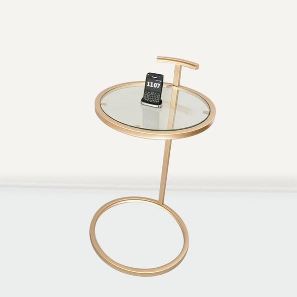 Modern Minimalist 16" Glass Top C Side Table End Table Metal Frame in