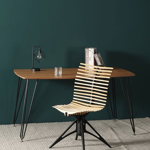 Modern Chair Armless Wood Chair with Metal Legs Desk Chair with Wood