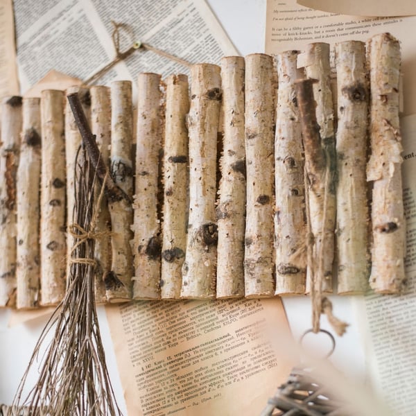 Farmhouse Rustic Rectangular Natural Birch Wood Coat Rack Wall Mounted