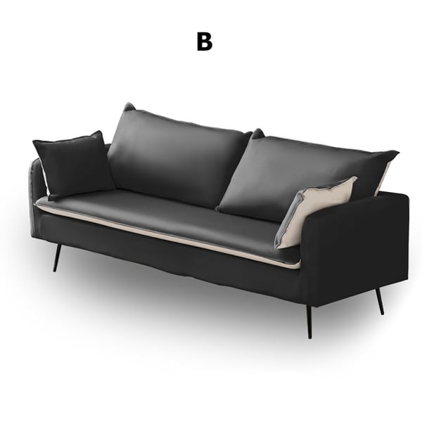 Modern 1680mm Leathaire Upholstered Sofa with Black Metal Legs Toss