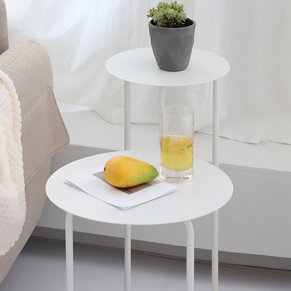 Modern Black Metal End Table 2Tiered Double Tray Side Table Homary