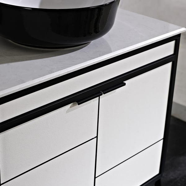 Modern Single Sink Vanity Black And White Bathroom Vanity with Sink