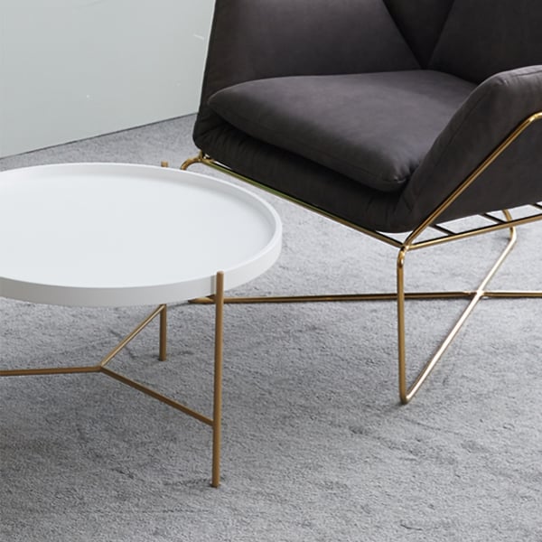 White Modern End Table Metal Frame Round Side TableHomary