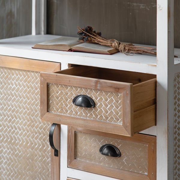 Rustic Distressed White Entryway with Door & Drawers in Black