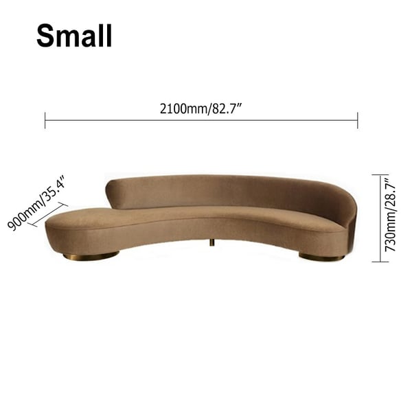MidCentury Modern Curved Circular Sofa 5Seater Armless Velvet Sofa in