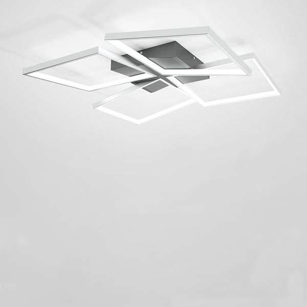 Modern Square LED Flush Mount Ceiling Light Silver & Black Homary AU