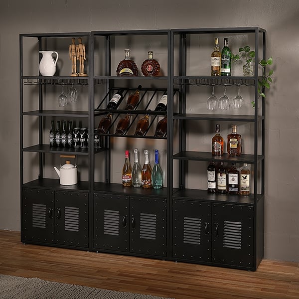 Industrial Wine Wine Rack Unit with Glass Rack for Home Bar 31.