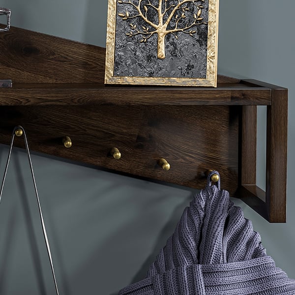 Classical Wall Mounted Coat Rack in Black Walnut Homary