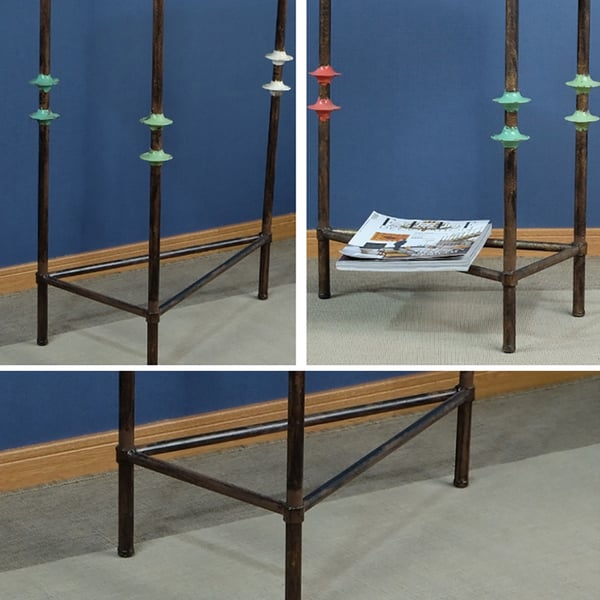 Distressed Metal End Table with Tray Top Side TableHomary