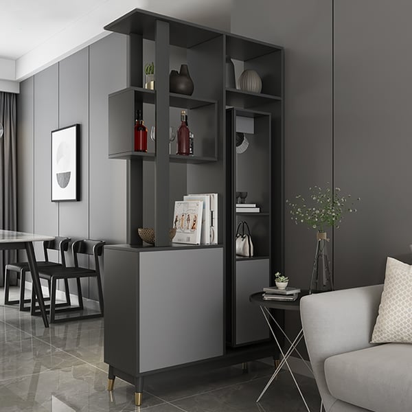 Contemporary Etagere Bookshelf with Drawer Entryway Homary