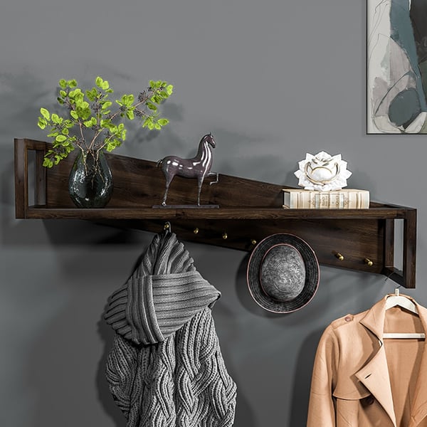 Classical Wall Mounted Coat Rack in Black Walnut Homary