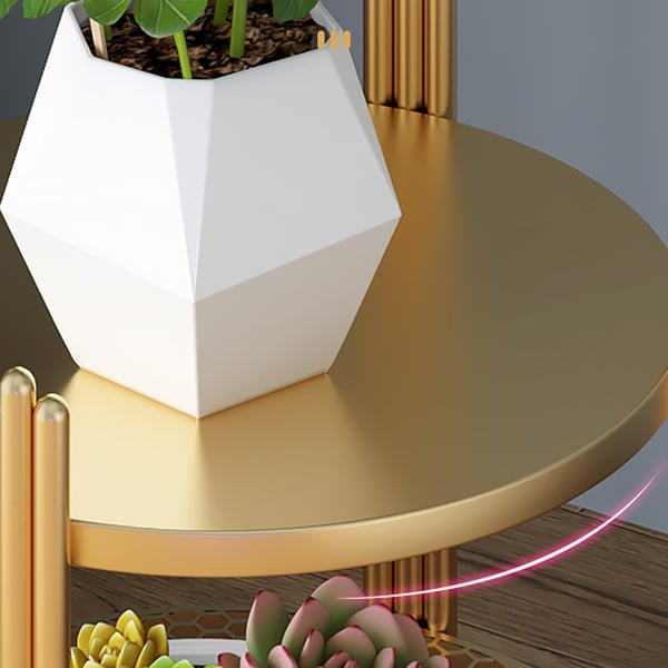 5-Tiered Modern Metal Tree-Shaped Plant Stand in Gold-Homary