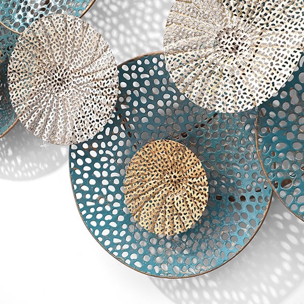 838mm Blue and Gold Multicircles Metal Wall DecorHomary