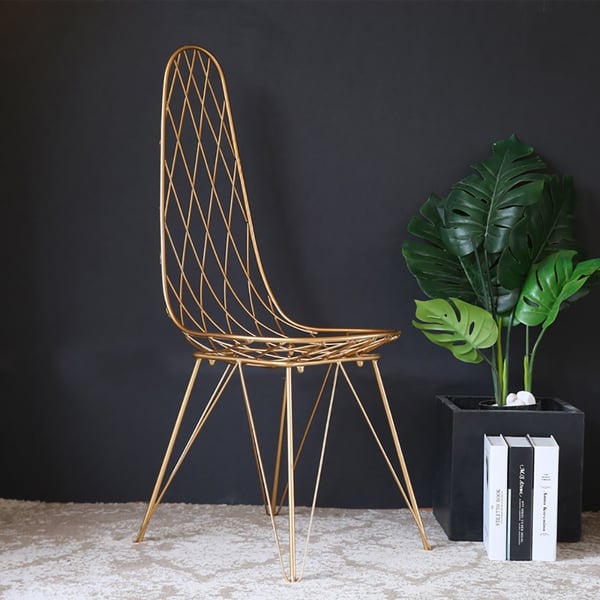 Modern Pink Dining Chair High Back Hollowout Upholstered Velvet Dining