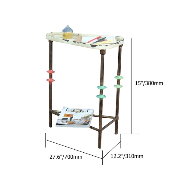 Distressed Metal End Table with Tray Top Side TableHomary