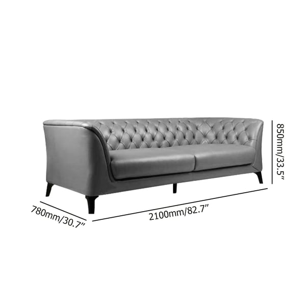 2100mm Grey Upholstered Leather Sofa 3Seater Sofa Luxury Sofa Solid Wood FrameHomary