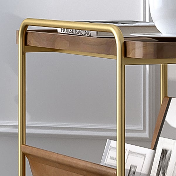 Modern Gold End Table with PU Shelf & Metal Frame Side Table Homary UK